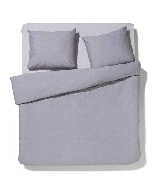 HEMA Dekbedovertrek chambray 200x200/220 lichtgrijs, Huis en Inrichting, Slaapkamer | Beddengoed, Nieuw, Verzenden