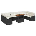 vidaXL Tuin Sofa Set met opslag 11 pcs Zwart Poly riet, Verzenden, Nieuw, Rotan