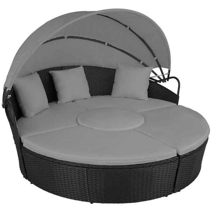 Wicker zonne-eiland Santorini - zwart, Tuin en Terras, Tuinsets en Loungesets, Verzenden