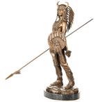 Figuur - Western Bronzefigur Indianer mit Schild & Speer –, Antiek en Kunst