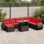 vidaXL 9-delige Loungeset met kussens poly rattan acacia, Verzenden, Nieuw, Rotan, Loungeset