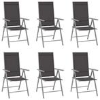 vidaXL Tuinstoelen 6 st inklapbaar textileen zwart, Tuin en Terras, Tuinstoelen, Verzenden, Nieuw, Aluminium