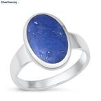 Zilveren ovale blauwe lapis lazuli edelsteen ring, Verzenden, Nieuw, Zilver