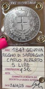 Italië, Savoye Carlo Alberto. 5 Lire 1847 - Genova