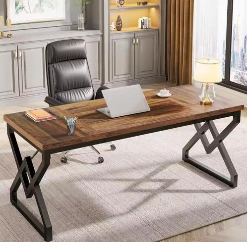 Directiebureau 160 cm – Stevig Houten Tafelblad & Frame, Huis en Inrichting, Bureaus, Nieuw, Verzenden