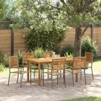 vidaXL Tuin Eetset 7 pcs Grijs Poly riet, Verzenden, Nieuw, Rotan