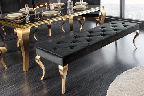 Design bank MODERN BAROK 175cm zwart fluweel goud roestvrij, Huis en Inrichting, Banken | Bankstellen, Ophalen of Verzenden