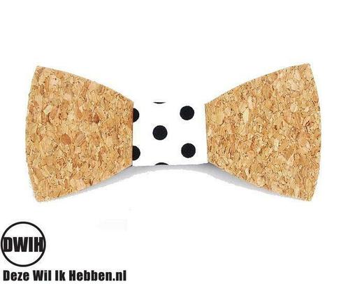 Vlinderdas van kurk, zwarte bolletjes, Kleding | Heren, Stropdassen, Verzenden
