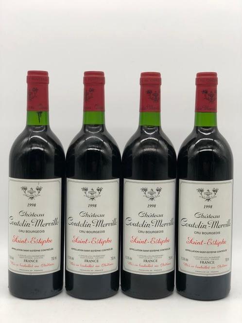 8 x 75cl Chateau Coutelin-Merville, St.Estephe 1998 (rood), Verzamelen, Wijnen, Frankrijk, Rode wijn, Nieuw, Ophalen of Verzenden