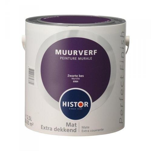 Histor Perfect Finish Muurverf Mat - Zwarte bes 6984 - 2,..., Doe-het-zelf en Verbouw, Verf, Beits en Lak, Verf, Zwart, Nieuw