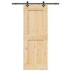 vidaXL Schuifdeur met beslag 85x210 cm massief grenenhout, Doe-het-zelf en Verbouw, Deuren en Horren, Verzenden, Nieuw