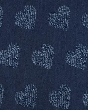 Jeans Jacquard Hartjes Blauw, Hobby en Vrije tijd, Stoffen en Lappen, Blauw, Nieuw