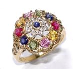 Ring - 18 karaat Geel goud - 1.63ct. tw. Saffier - Saffier, Nieuw