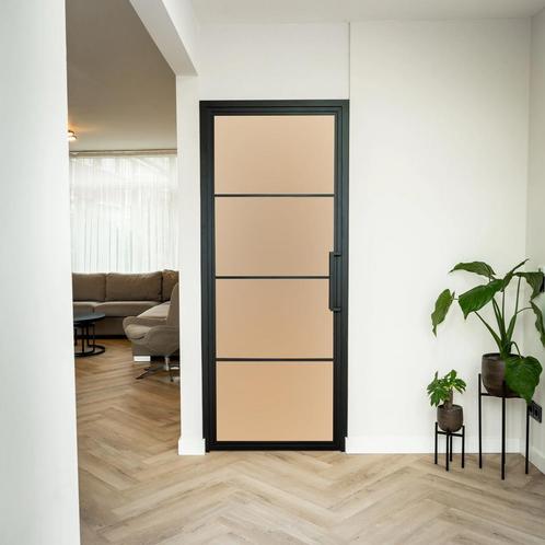 Stalen Binnendeur - 4 Vlaks - Mat glas, Doe-het-zelf en Verbouw, Deuren en Horren, Nieuw, Metaal, Binnendeur, 200 tot 215 cm, Minder dan 80 cm