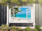 NR 1322: Tuinposter doorkijkje tropisch strand 120x180cm, Nieuw