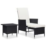 vidaXL 2-delige Loungeset met kussens poly rattan zwart, Tuin en Terras, Tuinsets en Loungesets, 2 zitplaatsen, Nieuw, Loungeset