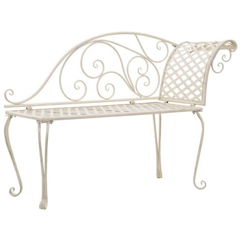 vidaXL Chaise longue 128 cm metaal antiekwit, Tuin en Terras, Tuinbanken, Nieuw, Verzenden