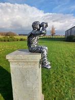 Beeld, zittende man met verrekijker - 70 cm - polyresin