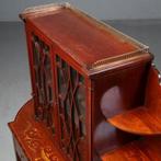 Maple & Co Salonkast  vitrinekast ca 1870 mahonie met inleg, Antiek en Kunst, Antiek | Meubels | Tafels, Ophalen of Verzenden