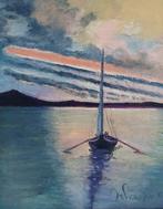 Scuola italiana (XX), firmato Piscopo - Marina al tramonto