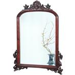 Getoogde mahonie schouwspiegel met gestoken onderhoeken en k, Ophalen of Verzenden