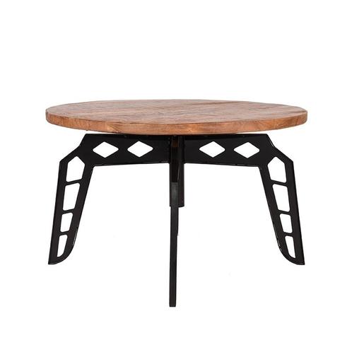LABEL51 - Salontafel Pebble - Rough Mangohout - Zwart Metaal, Huis en Inrichting, Tafels | Salontafels, 50 tot 100 cm, Rond, Nieuw