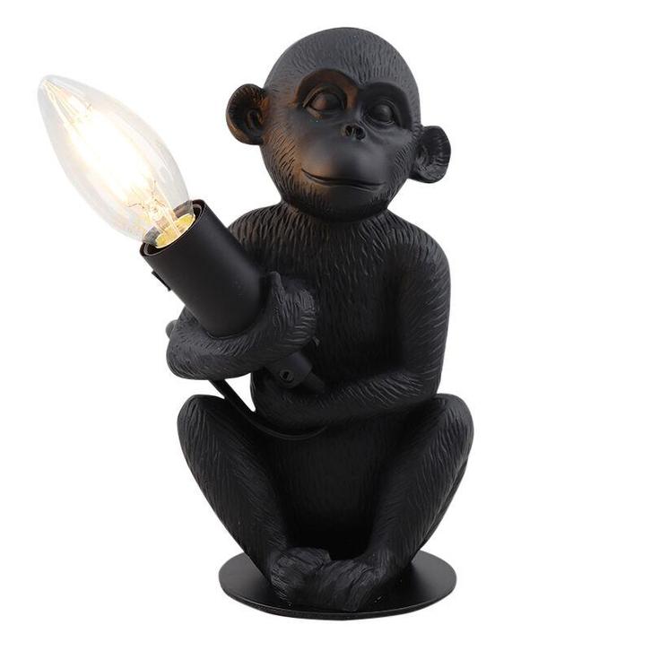 Moderne aap lamp zwart, Monkey, met schakelaar, Huis en Inrichting, Lampen | Tafellampen, Nieuw, Metaal, Minder dan 50 cm, Ophalen of Verzenden