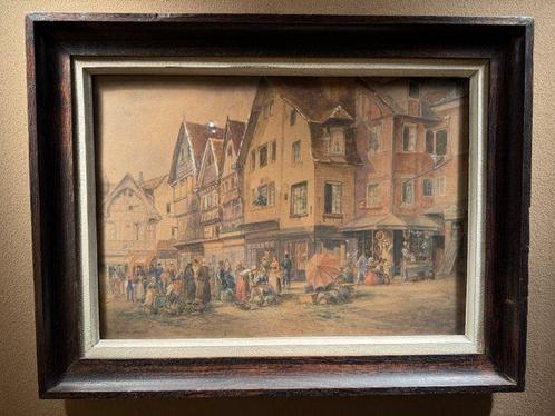 Gaston Bruelle (1849-1984) - Marché normand, Antiek en Kunst, Kunst | Schilderijen | Klassiek