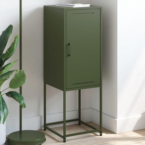 vidaXL buffetkast 36x39x107 cm staal olijfgroen, Huis en Inrichting, Kasten | Buffetkasten, 25 tot 50 cm, Nieuw, Metaal, 100 tot 150 cm