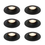 Set van 6 inbouwspots zwart GU10 50mm - Gijs, Nieuw, Metaal of Aluminium, Modern
