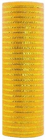 Decomesh metallic goudgeel 26 cm rol 9 meter voor kransen en, Ophalen of Verzenden, Nieuw