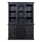 Buffetkast Mangohout Milan 140 X Zwart, Huis en Inrichting, Kasten | Buffetkasten, 100 tot 150 cm, Nieuw, Industriële meubels