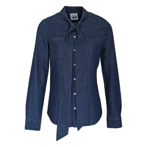 Twinset • denim blouse met linten • S, Kleding | Dames, Tops, Blauw, Maat 36 (S), Nieuw, Lange mouw, Verzenden