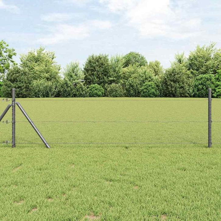 vidaXL Hexagon Hek Grijs 0.8 x 25 m Staal, Tuin en Terras, Schuttingen, Nieuw, IJzer, Verzenden