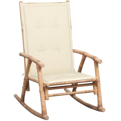vidaXL Schommelstoel met kussen bamboe, Tuin en Terras, Tuinstoelen, Nieuw, Hout, Verzenden