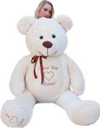 Enorme knuffelbeer 165cm - Crème wit met I LOVE YOU - P.., Kinderen en Baby's, Speelgoed | Knuffels en Pluche, Ophalen of Verzenden