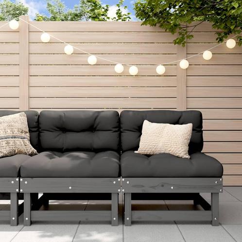 vidaXL Tuinmiddenbanken 2 st massief grenenhout grijs, Tuin en Terras, Tuinsets en Loungesets, Nieuw, Verzenden
