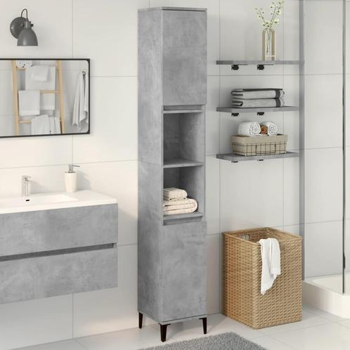 vidaXL Badkamerkast 30x30x190 cm bewerkt hout betongrijs, Huis en Inrichting, Tafels | Kaptafels, Nieuw, Verzenden