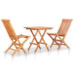 vidaXL 3-delige Bistroset inklapbaar massief teakhout, Tuin en Terras, Tuinsets en Loungesets, Verzenden, Nieuw, Hout, 3 zitplaatsen