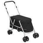 vidaXL Hondenwagen inklapbaar 100x49x96 cm linnenstof zwart, Verzenden, Nieuw