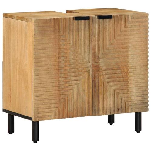 vidaXL Wastafelmeubel 62x33x58 cm massief mango bruin, Huis en Inrichting, Badkamer | Badkamermeubels, Nieuw, Minder dan 100 cm