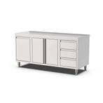 HCB Werkkast - klapdeur - 3 lades - afvalbak - 140 cm - RVS, Verzenden, Nieuw in verpakking, RVS Meubilair