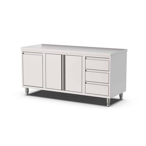 HCB Werkkast - klapdeur - 3 lades - afvalbak - 140 cm - RVS, Zakelijke goederen, Horeca | Keukenapparatuur, Nieuw in verpakking