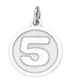 Zilveren cijfer 5 rond mat-glans kettinghanger, Sieraden, Tassen en Uiterlijk, Kettinghangers, Verzenden, Nieuw