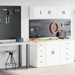 vidaXL Garagekasten 2 st spaanplaat wit, Huis en Inrichting, Verzenden, Nieuw
