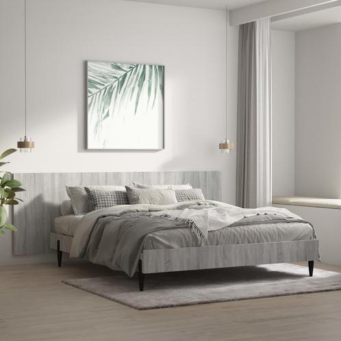 vidaXL Hoofdbord wandmodel 240x1,5x80 cm bewerkt hout grijs, Huis en Inrichting, Slaapkamer | Bedden, Grijs, Nieuw, Hout, Verzenden