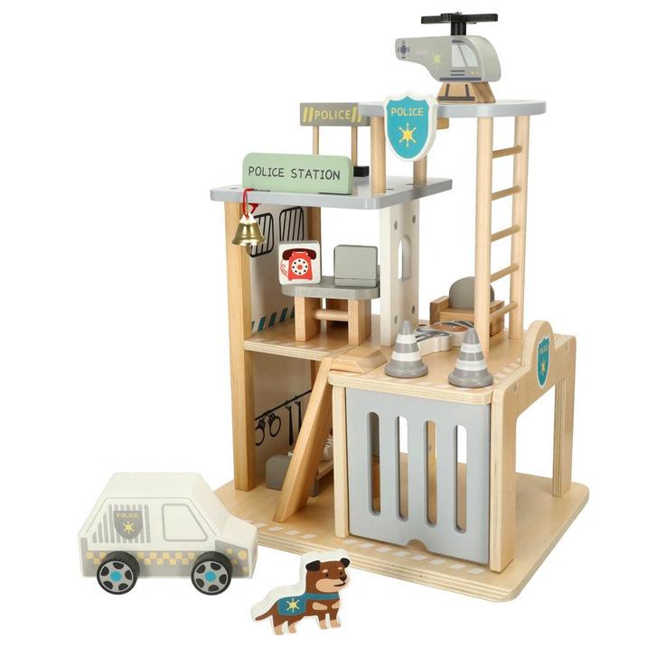 Houten Politiebureau met Auto en Helikopter – Montessori, Kinderen en Baby's, Speelgoed | Houten speelgoed, Ophalen of Verzenden