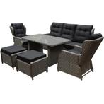 Ibiza stoel-bank loungeset 6-delig verstelbaar grijs, Tuin en Terras, Tuinsets en Loungesets, Ophalen of Verzenden, Nieuw, Wicker