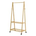 [en.casa] Bamboe kledingrek Öckerö op wielen 69,5x43x152 cm, Verzenden, Nieuw