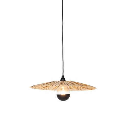 Landelijke hanglamp zwart met touw 45 cm - Leia, Huis en Inrichting, Lampen | Hanglampen, Nieuw, Overige materialen, 75 cm of meer
